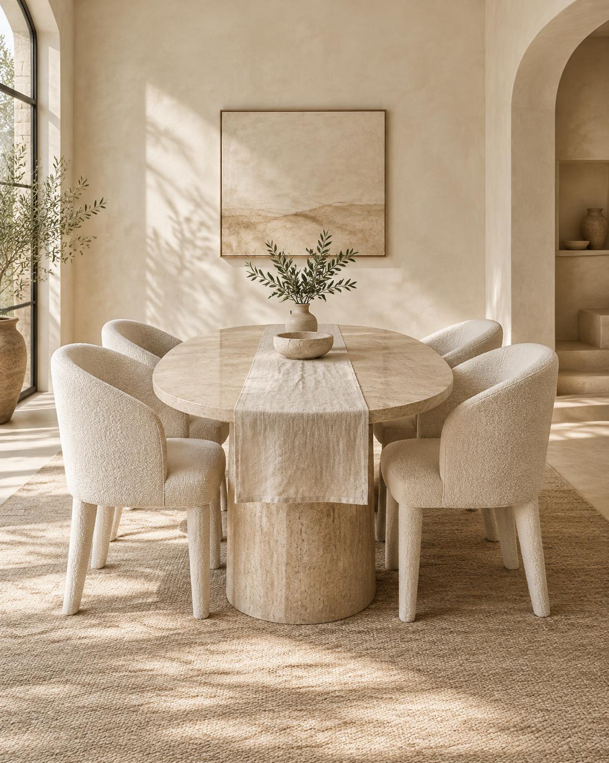 Verona Travertine Oval Dining Set
